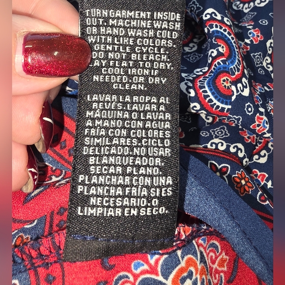 Sharagano Women's 2X Boho Tie Front Blouse V-Neck Elastic Cuffs Tunic Top Flowy - Picture 6 of 6